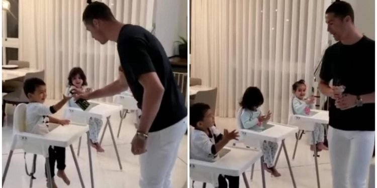 كريستيانو يتبع الإجراءات الصحية المنزلية مع أطفاله