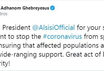 مدير الصحة العالمية يشكر السيسي