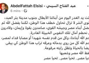 السيسى : يد الغدر نالت من أبنائنا الأبطال لكن بفضل الله صامدون