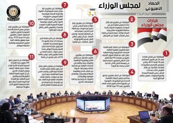 بالإنفو جراف… الحصاد الأسبوعي لمجلس الوزراء خلال الفترة من 9 حتى 15 مايو 2020