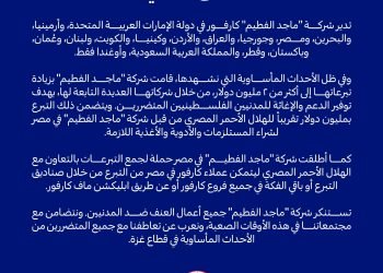 ماجد الفطيم مالك “كارفور” في 15 دولة : نواصل دعمنا لأهالي غزة