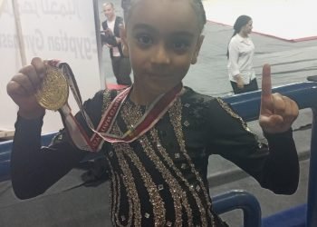جويريه طه تتوج بذهبية بطولة كأس مصر لجمباز الايروبيك مرحلة ٩ سنوات فردي انسات