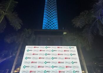 فاكسيرا وMSD تضيئان برج القاهرة احتفالًا بأسبوع التحصين العالمي