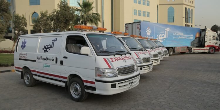 مؤسسة الجود تشارك في إرسال قافلة المساعدات الإنسانيه التاسعة لغزة