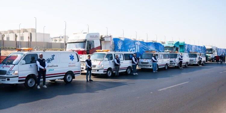 الجود الخيرية تطلق القافلة العاشرة للمساعدات الإنسانية إلى غزة