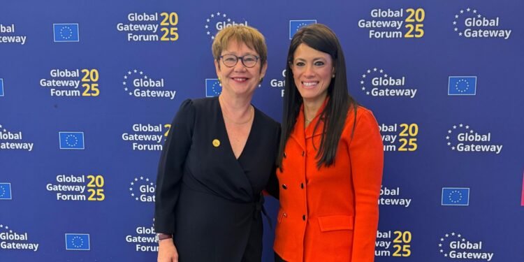 وزيرة التخطيط تلتقي رئيسة البنك الأوروبي للتنمية لمناقشة محفظة التعاون خلال منتدى البوابة العالمية ببروكسل