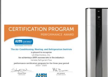 LG ELECTRONICS EARNS AHRI PERFORMANCE AWARD FOR HIGH-PERFORMANCE HVAC SOLUTIONS